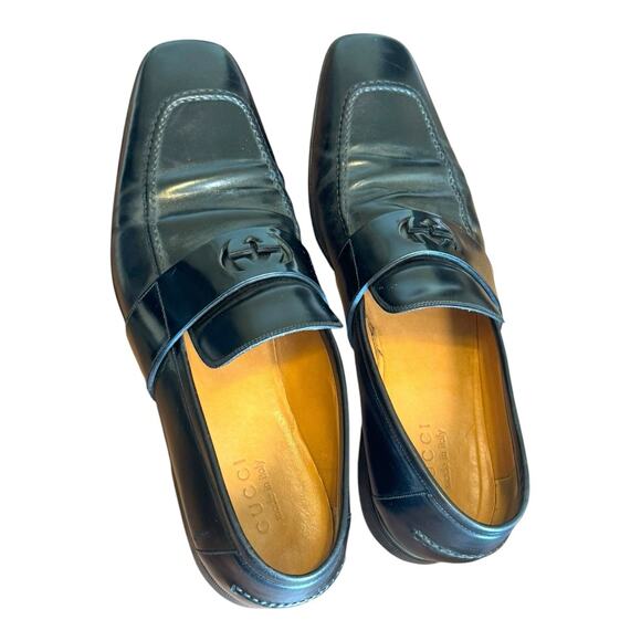 Gucci Men\'s Black Leather Mila Wimbledon Logo Loafers Size 10.5 Shoes main image 5